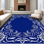 Elegant White Floral Border Rug