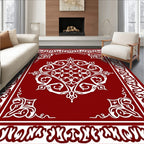 Ornate White Floral Border Rug