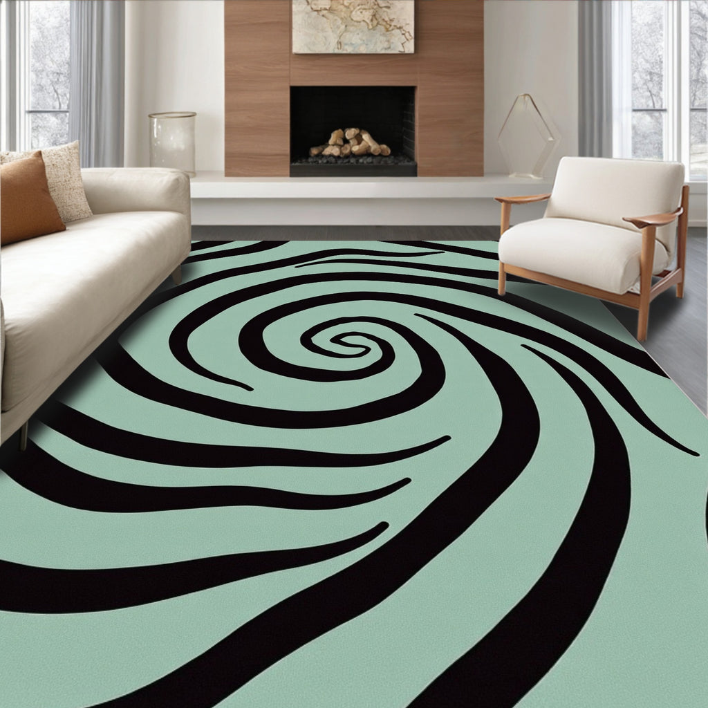 Abstract Swirl Zebra Stripes Rug
