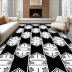 Sharp Black White Graphic Geometric Pattern Rug