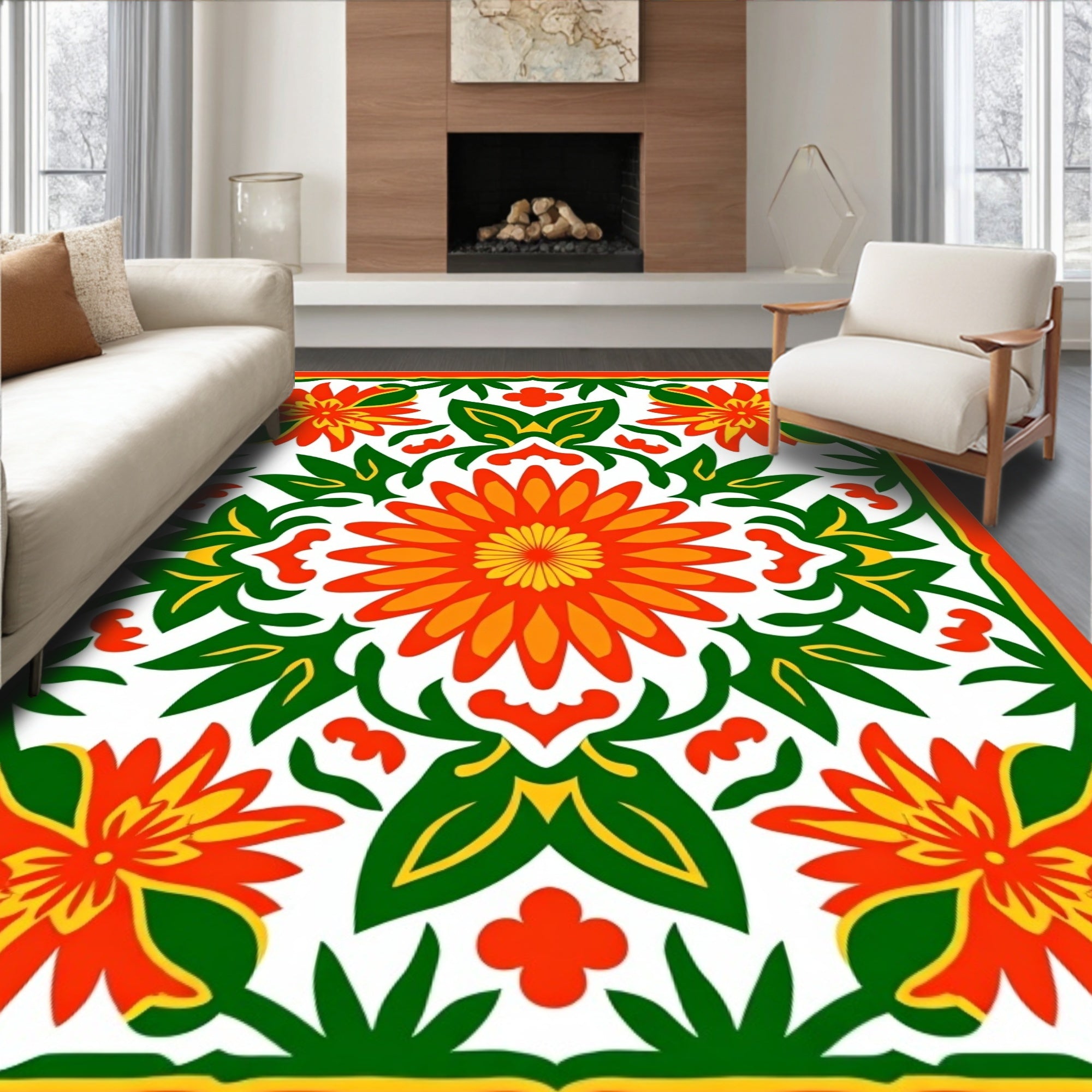 Vibrant Floral Patterned Harmony Rug