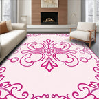 Pink Victorian Swirl Filigree Design Rug