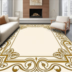 Ornate Gold Flourish Border Rug