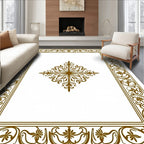 Ornate Floral Centerpiece and Border Design Rug
