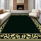 Golden Leaf Scroll Border Rug