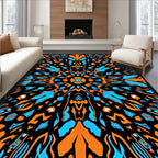 Bold Orange Blue Abstract Pattern Rug