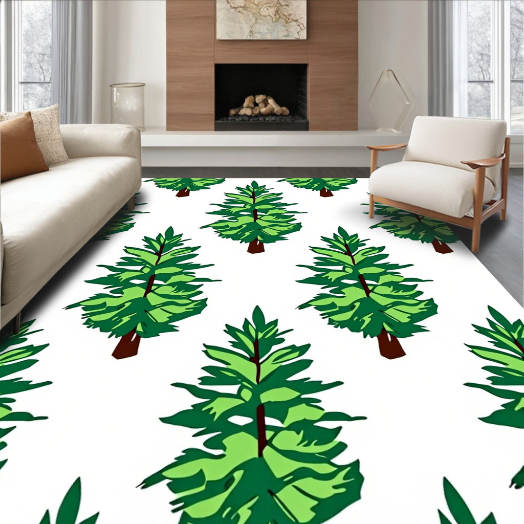 Green Evergreen Tree Repeat Rug