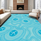 Abstract Organic Blue Waves Rug