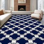 Gray White Interlocking Geometric Pattern Rug