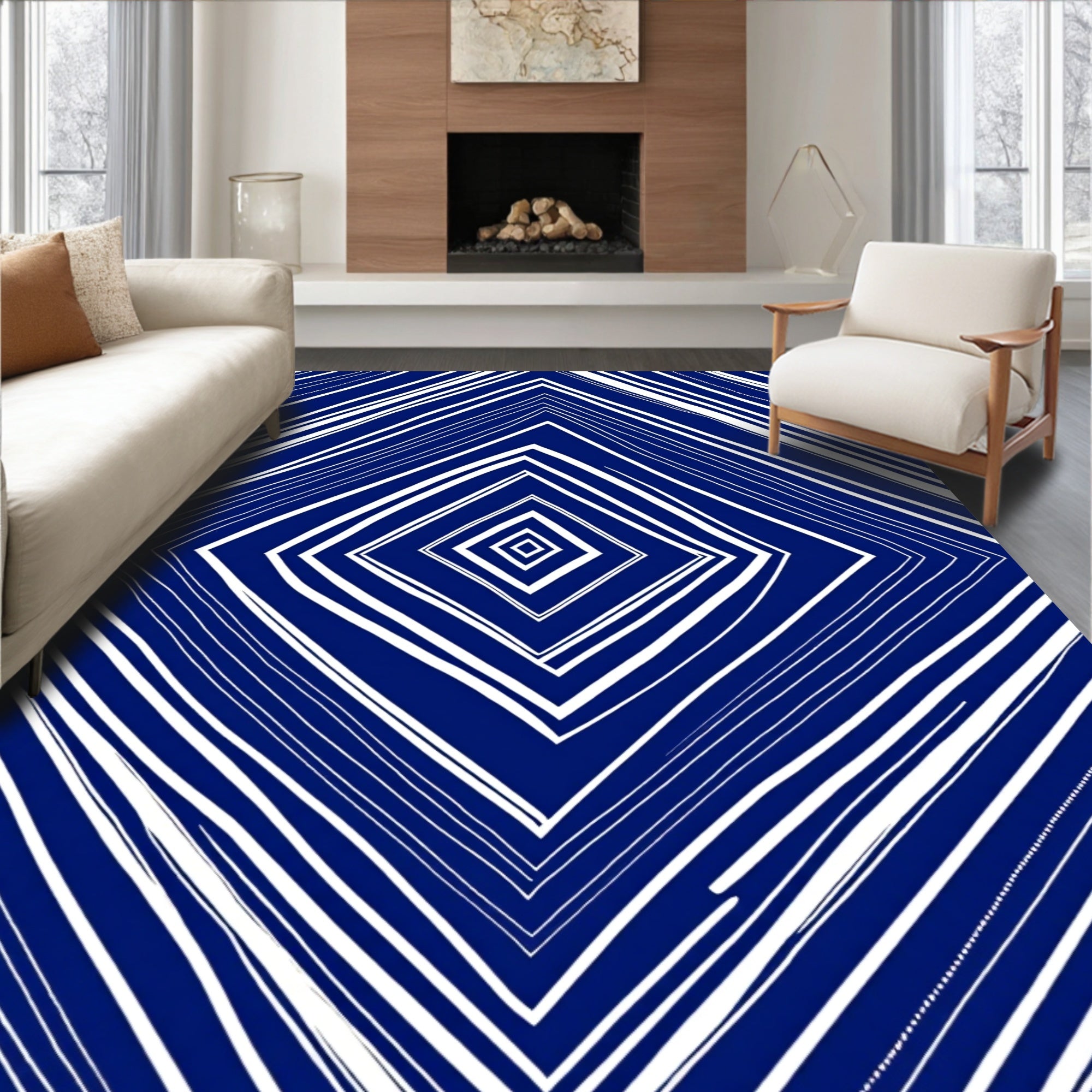 Concentric Diamond Stripes Design Rug