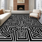 Abstract Geometric Maze Pattern Rug