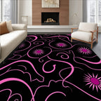 Vibrant Pink Floral Swirl Pattern Rug