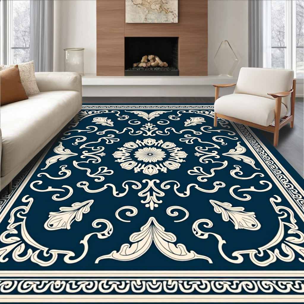 Classic Floral Swirl Border Design Rug
