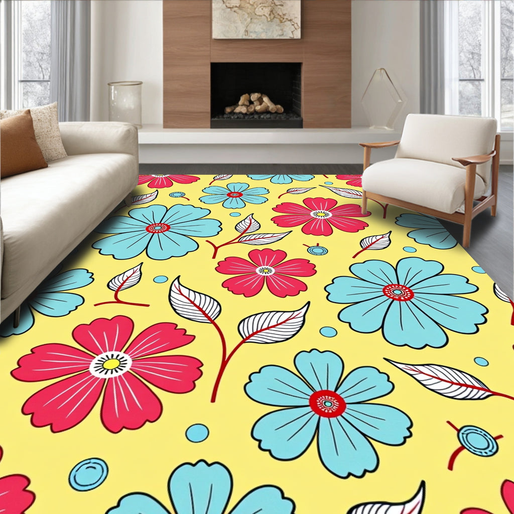 Vibrant Floral Pattern In Yellow Rug