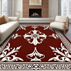 Antique Floral Medallion Border Design Rug