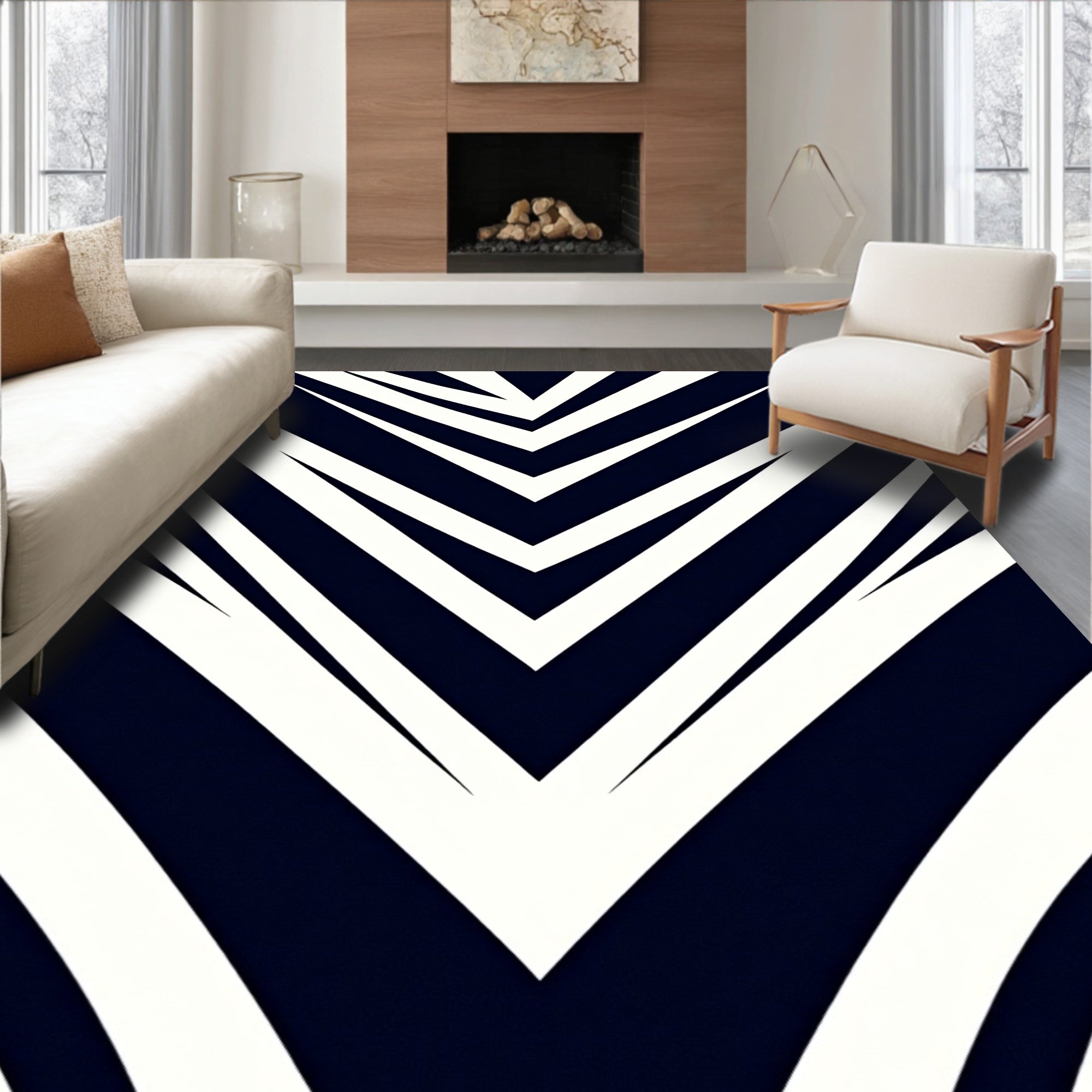 Sharp Angled Stripes Pattern Rug