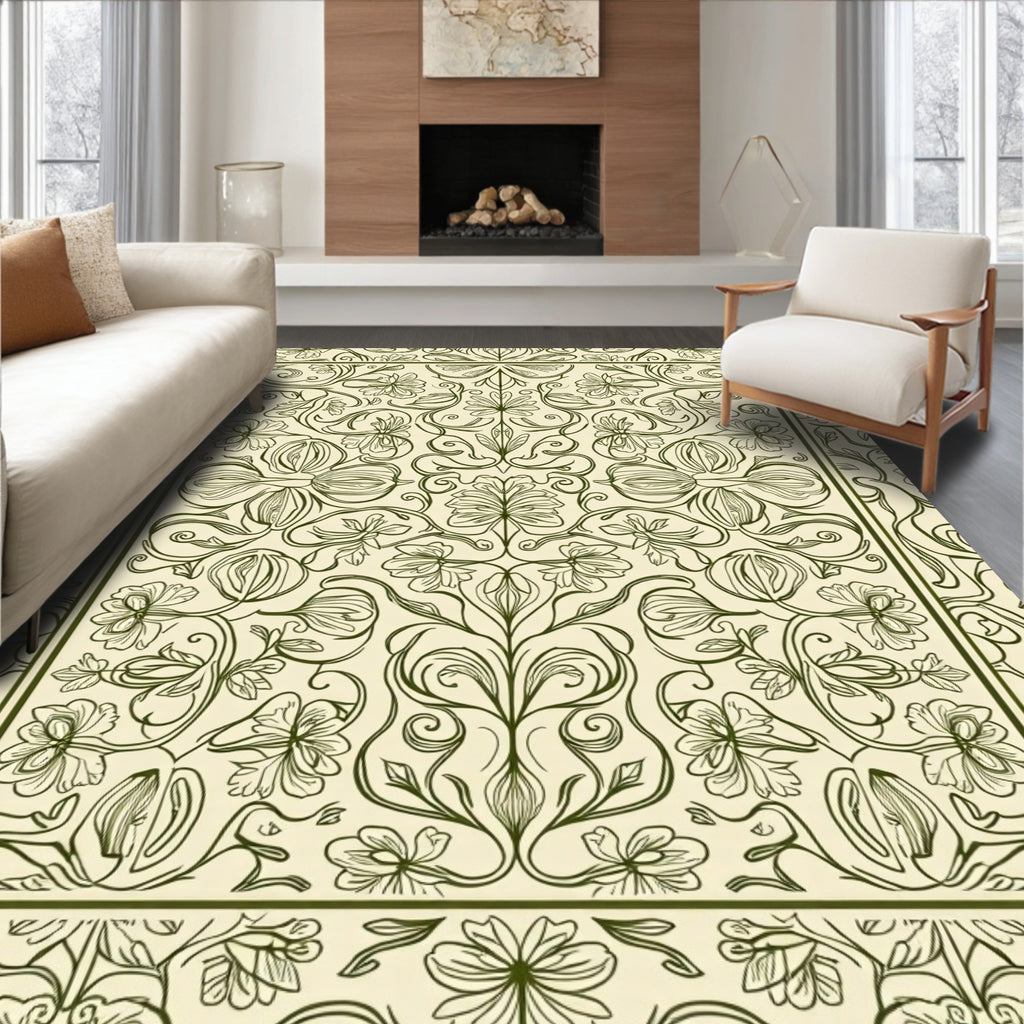 Art Nouveau Floral Swirl Design Rug
