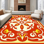 Radiant Red Yellow Medallion Motif Rug