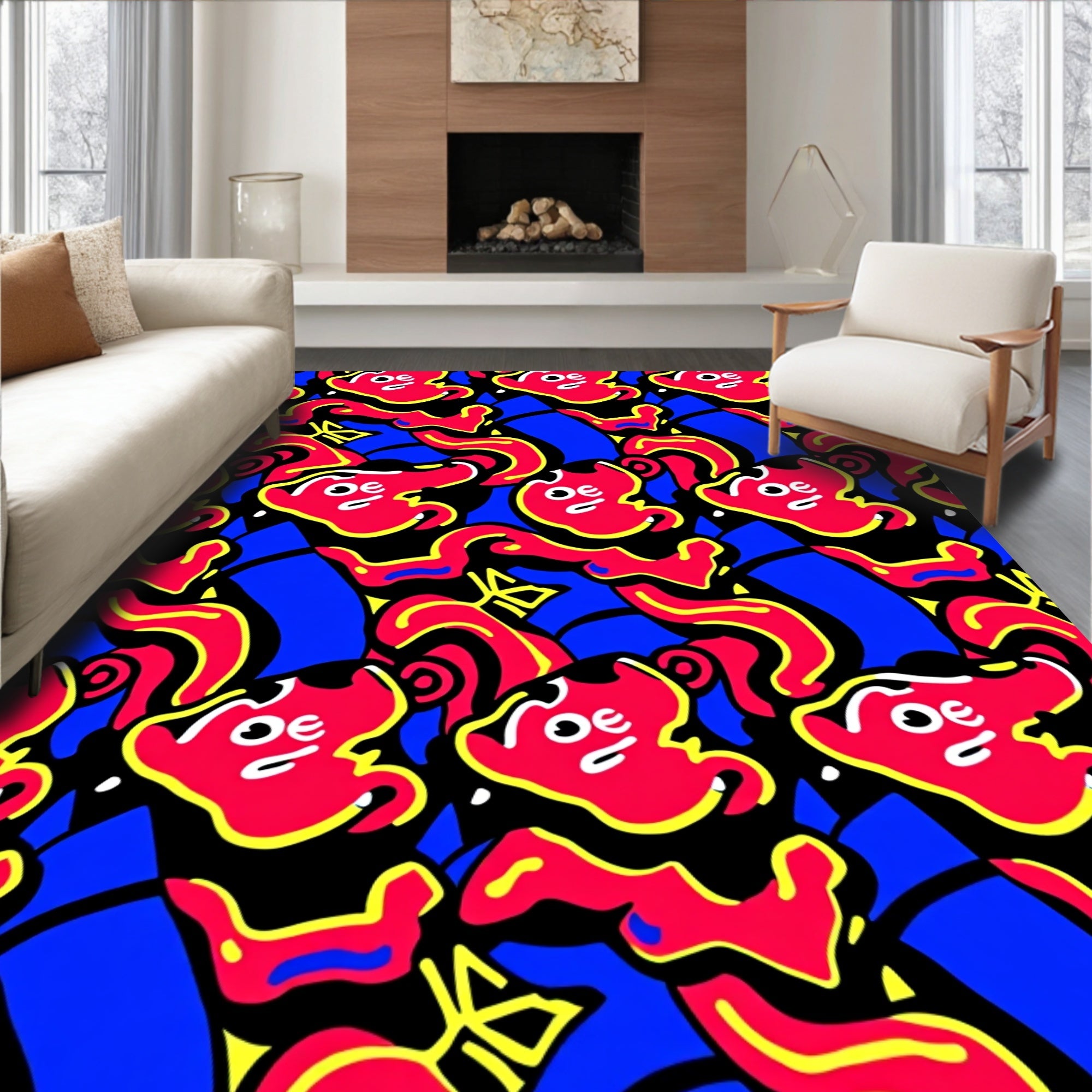 Bold Abstract Faces Pattern Rug