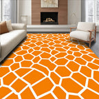Orange and White Polygon Pattern Rug