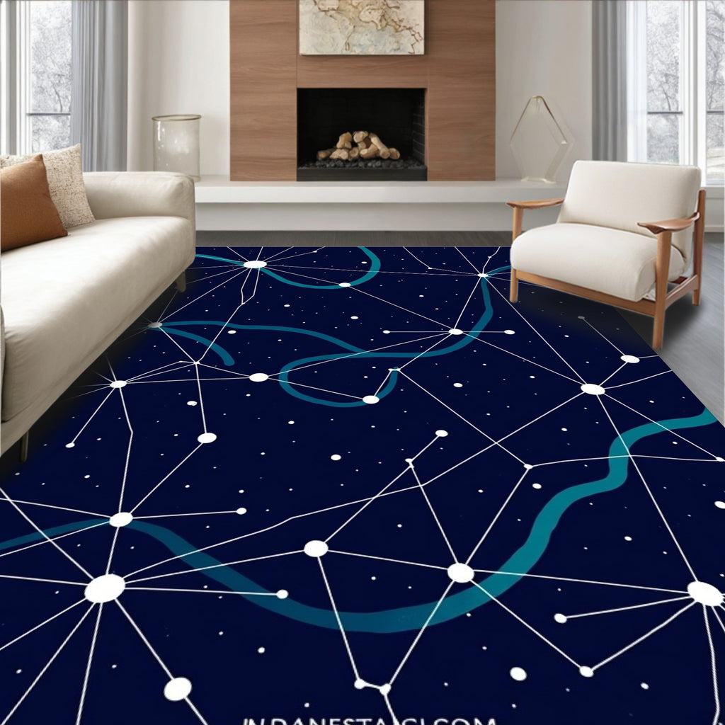 Abstract Star Map Pattern Rug