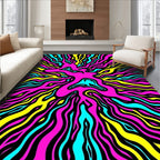 Vibrant Pink Cyan Yellow Swirl Pattern Rug