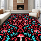 Retro Mushroom and Swirl Pattern Rug
