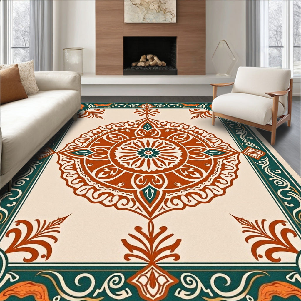 Intricate Floral Medallion Artwork Rug