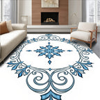 Elegant Blue Floral Medallion Rug