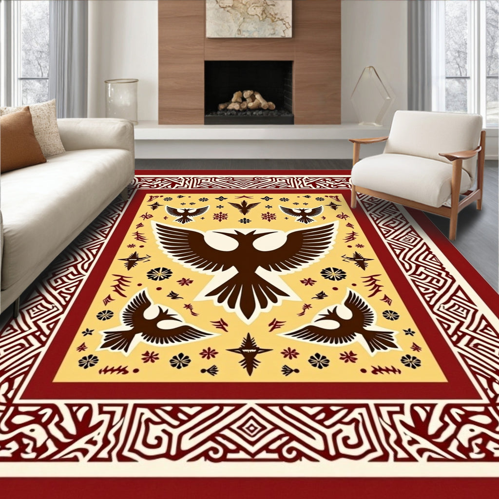 Bold Bird Geometric Ornament Design Rug