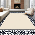 Ornate Floral Scroll Dark Border Rug