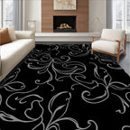 Elegant Gray Swirl Floral Pattern Rug