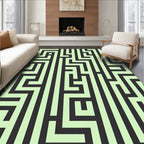 Light Green Dark Maze Pattern Rug
