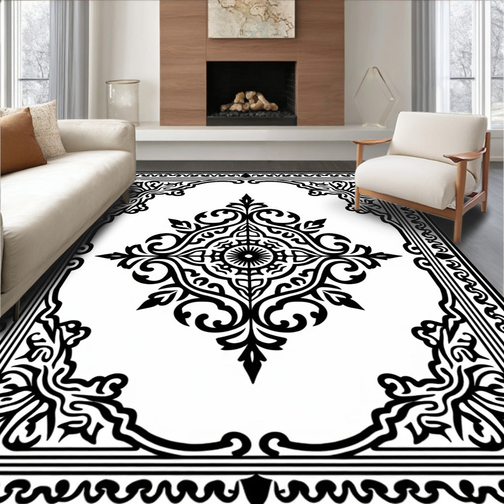 Intricate Paisley Border Design Rug