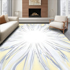 Radiant White Petal Sunburst Pattern Rug