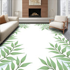 Green Leafy Botanical Border Rug