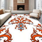 Orange Grey Scroll Pattern Rug