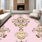 Elegant Gold Floral Damask Pattern Rug