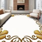 Ornate Gold Swirls And Shell Pattern Rug