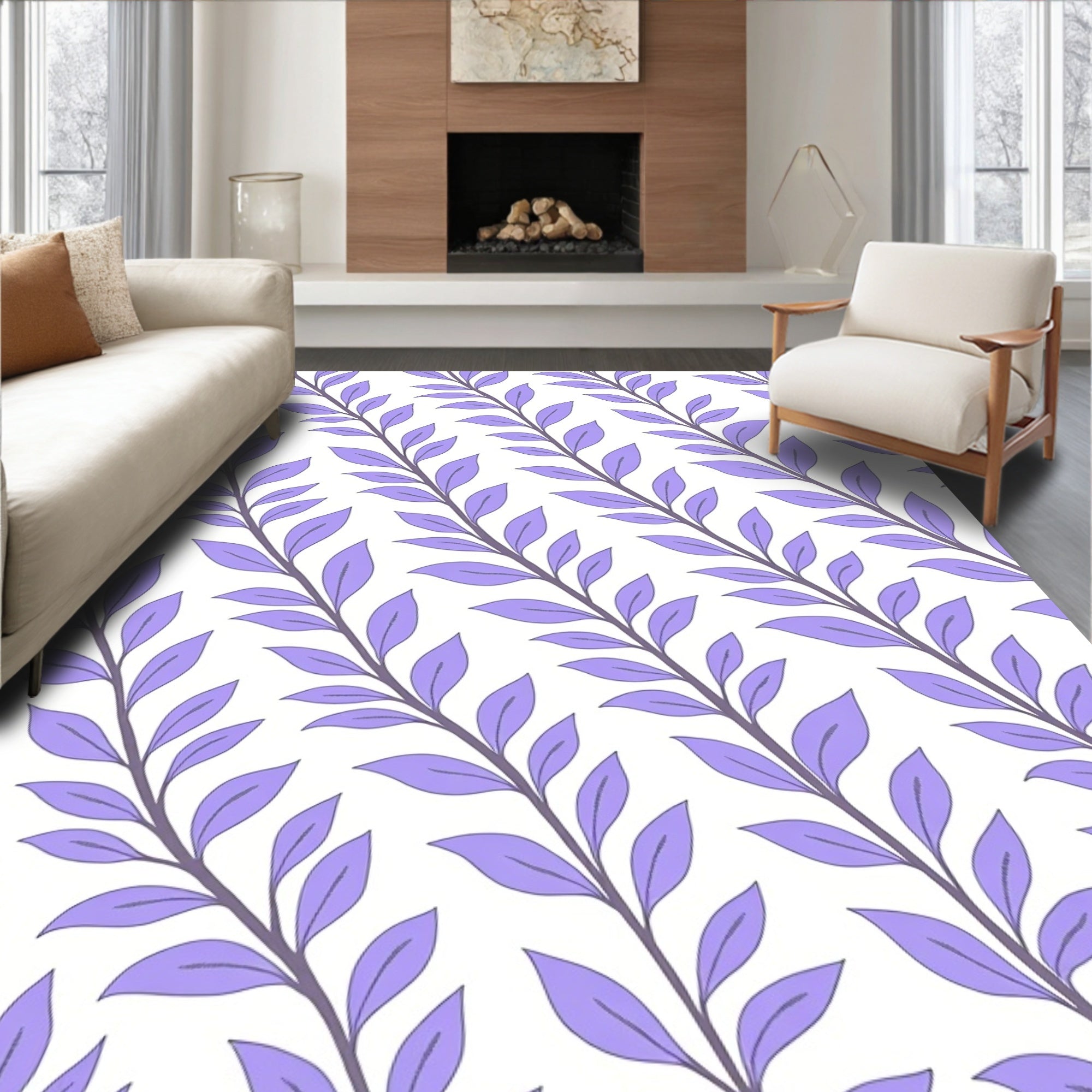 Lavender Vine Patterned Rug