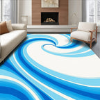 Swirling Blue Wave Abstract Pattern Rug