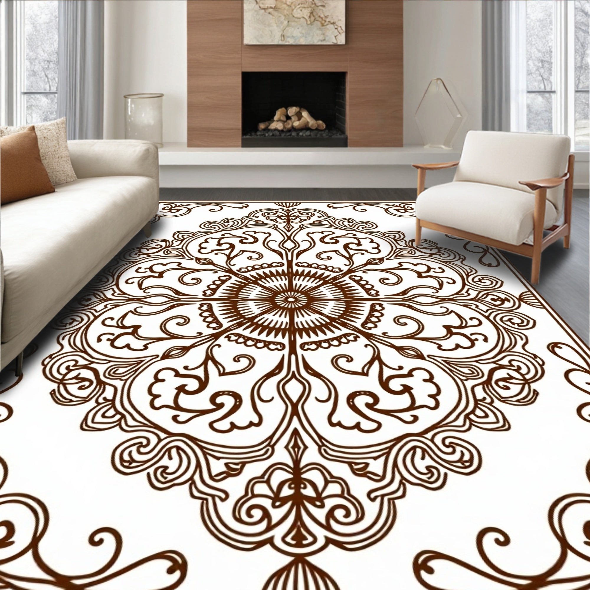 Ornate Floral Medallion Design Rug