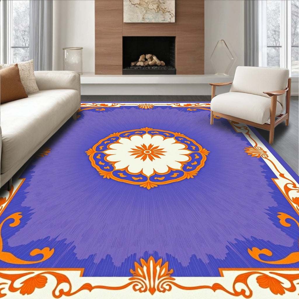 Ornate Floral Sunburst Purple Rug