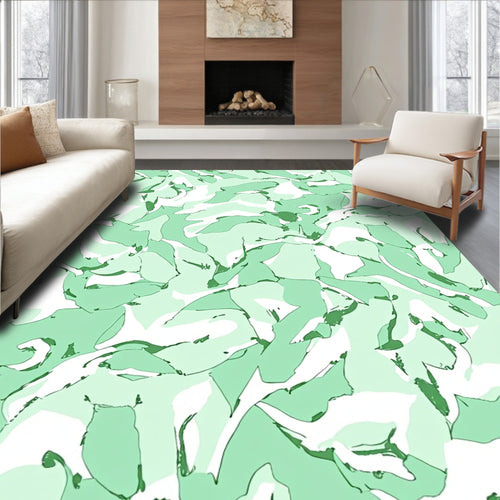 Abstract Organic Green Camouflage Design Rug