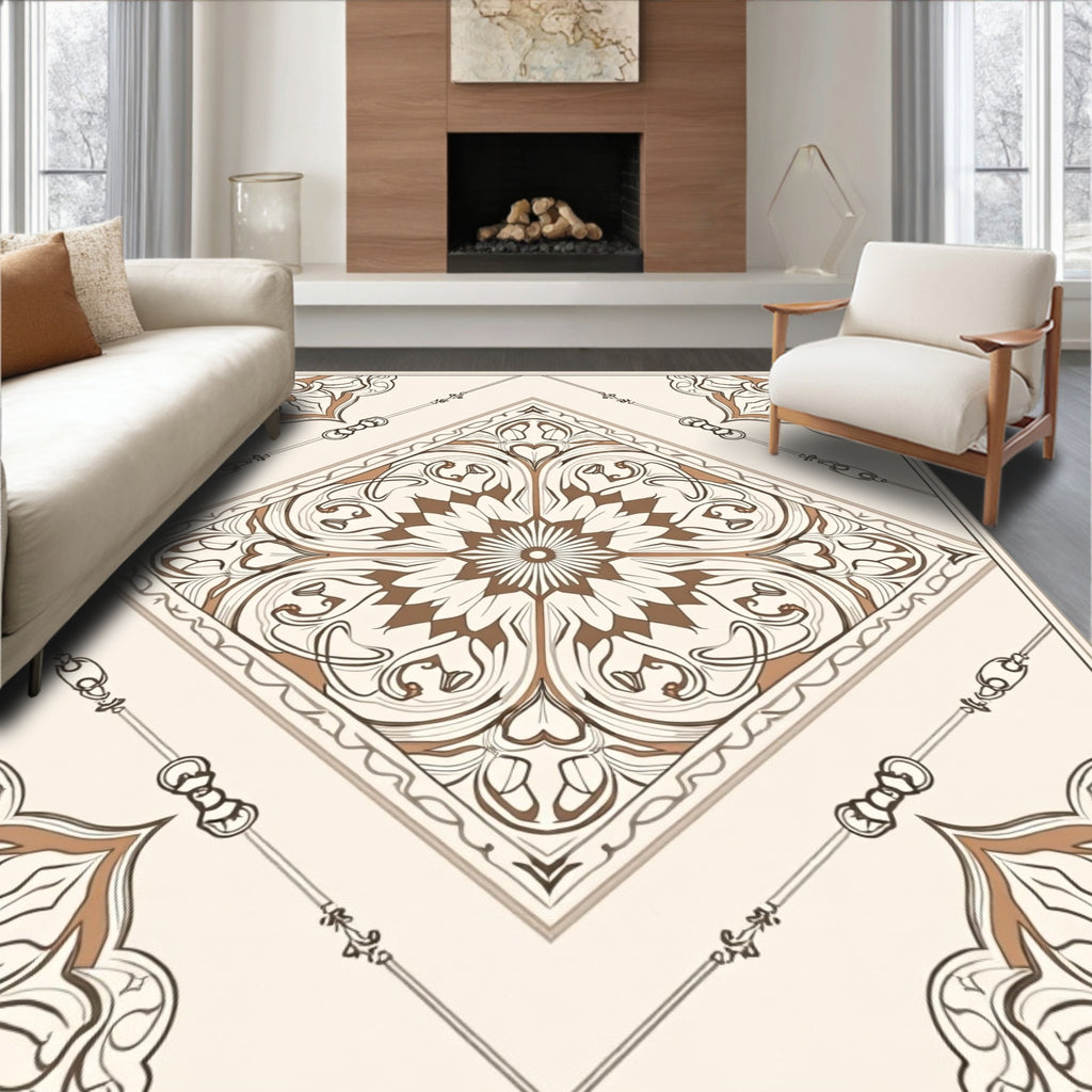 Intricate Floral Mandala Pattern Design Rug