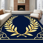 Gold Laurel Wreath Geometric Pattern Rug