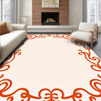 Orange Floral Swirl Scroll Border Rug