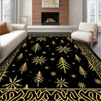 Golden Snowflake Forest Border Rug