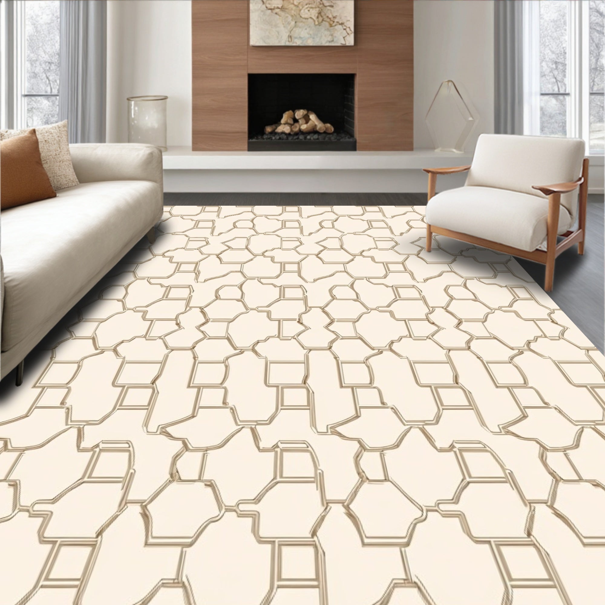 Abstract Geometric Line Contour Rug