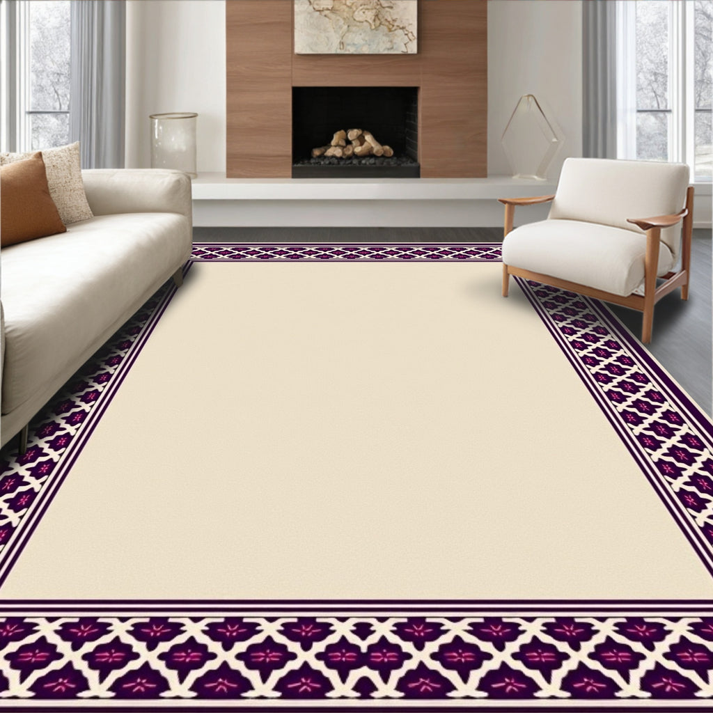Dark Purple Geometric Pattern Frame Rug